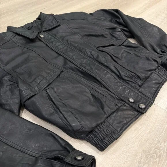 Black Genuine Leather Jacket - Picture 2 of 9